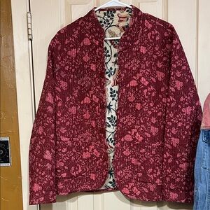 Reversible 100% cotton Floral Red Women's coat